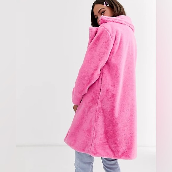 Daisy Street Pink Faux Fur Coat - Picture 2 of 2